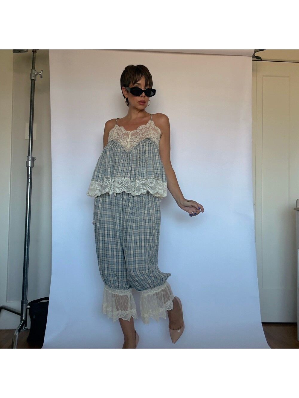 Plaid Top & Pants Set